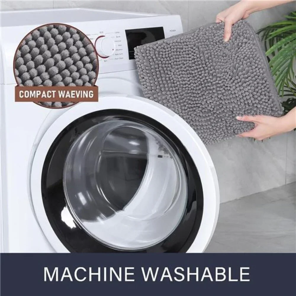 Luxury Shaggy Bath Rug 24x48 Washable Non Slip Chenille Plush Absorbent